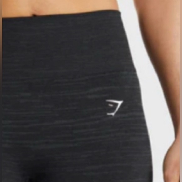 (#92)GYMSHARK Adapt Marl Seamless Leggings/Black/Smokey Grey - Picture 2 of 4